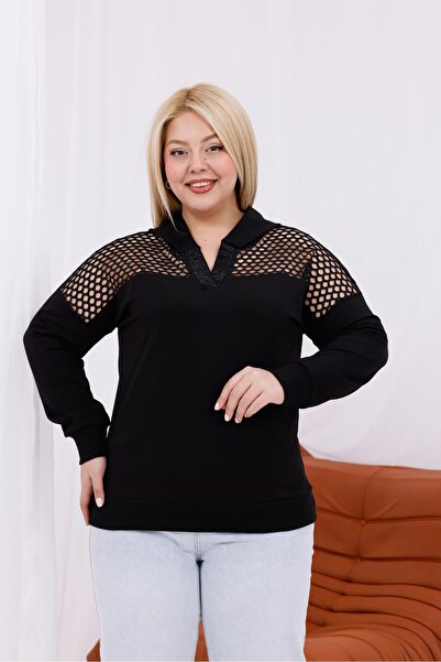 Siyezen سترة رياضية كبيرة الحجم بغطاء للرأس وتفاصيل شبكية