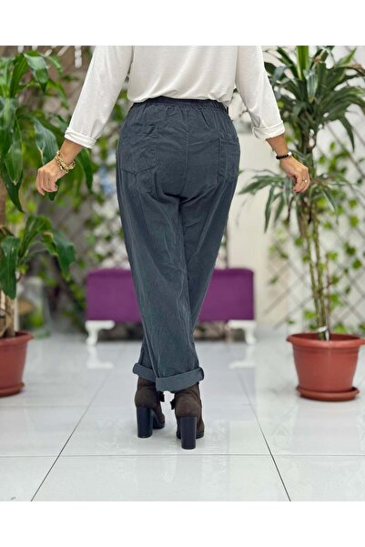 Punta Otantik Yg3005 Waist-Tied Italian Velvet Pants Smoked