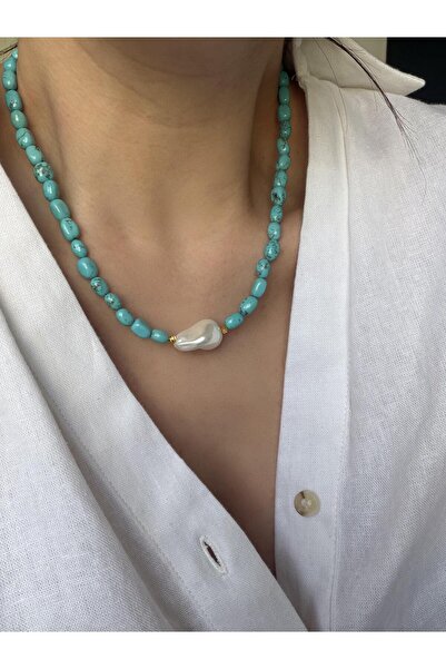 Venus Design Turkuaz Taşı - İnci Kolye