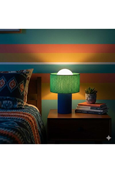 poplinhome Yeşil Mint Modern Tasarım Makrome İp Abajur Dekoratif Lamba Abajur...