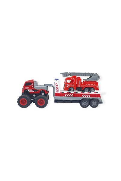 Vardem Fire Truck Carrying Friction Powered Tow Truck Set - with Ladder (Lisinya)