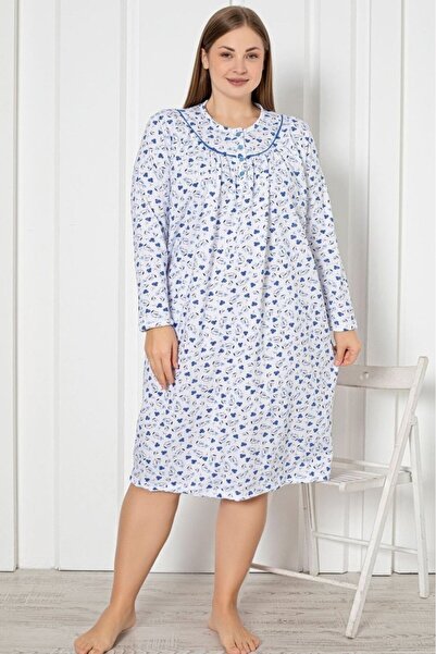 embody Cămașă de noapte Batal, caldă și confortabilă, din bumbac vopsit, cu n...