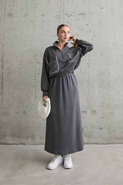 ekşioğlu global Σετ φούτερ και φούστα καπνιστό