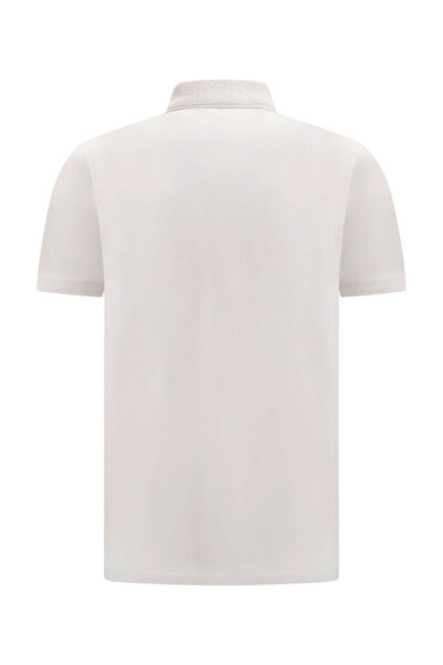 Hatemoğlu Ecru Regular Fit Polo Neck Cotton T-Shirt