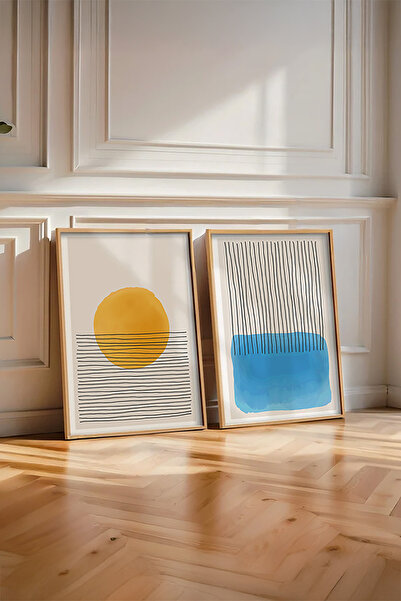 huhuli Set de pictură cu 2 piese cu ramă din lemn Huhu134