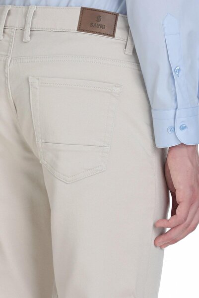Hatemoğlu Ecru Slim Fit 5 Pocket Cotton Canvas Trousers