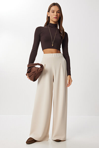 Lovelyİstanbul Soft Modal Pleated Sweatpants Lub0275 Stone