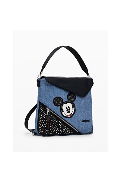 Desigual Women's bag and backpack, Desigual, Mickey Denim Edge Jersey series, Blue