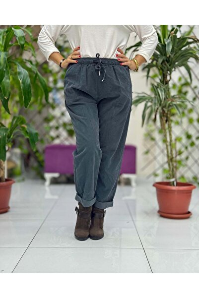 Punta Otantik Yg3005 Waist-Tied Italian Velvet Pants Smoked