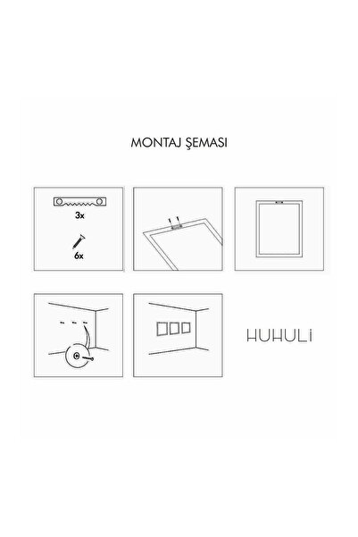 huhuli Ahşap Siyah Çerçeveli Minimalist 3’lü Tablo Huhu199
