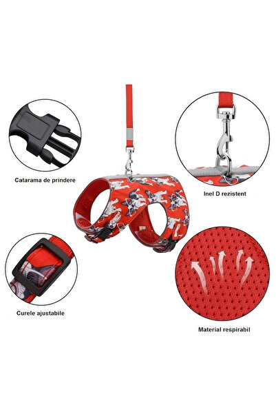 Addachic Cat harness and leash set, L, Addachic, Red