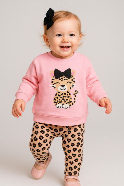 Montisu Set de sus și de jos cu model leopard pentru fete