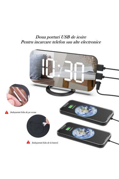 vivimall Digital LED Mirror Clock | TimeLux