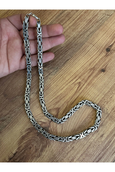 YATAĞAN GÜMÜŞ Erkek Gümüş Kolye - Erkek Gümüş Kolye Yuvarlak Kral Model 8.5 mm