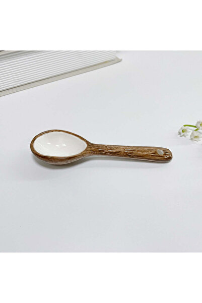 vivimall Coconut pattern ceramic mug with spoon 300 ml brown | FreshBox