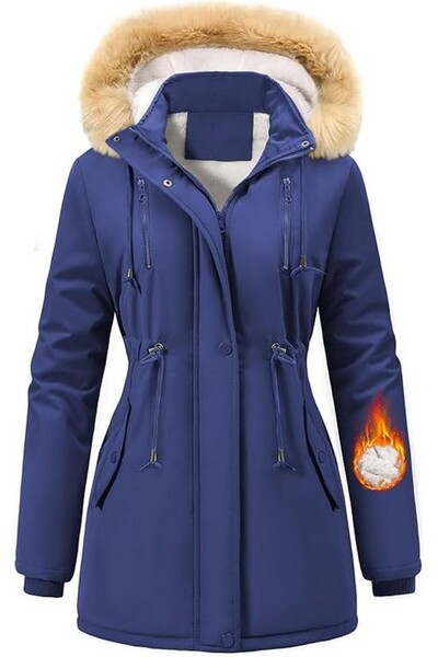Nadeer Jacheta de iarna femei cu captuseala din fleece, gluga , impermeabila,...