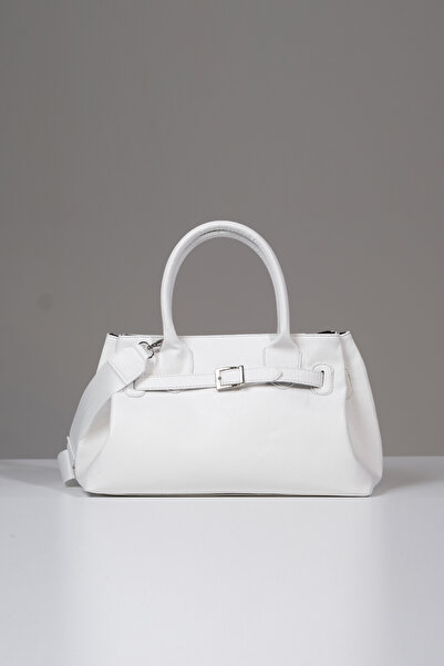 CANTACOMBINE حقيبة تسوق نسائية من الجلد من كوستا باللون الأبيض