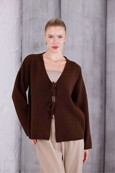 Pulli Collection Textured Knit Cardigan with Tie Detail