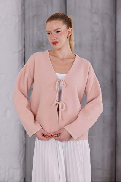 Pulli Collection Textured Knit Cardigan with Tie Detail