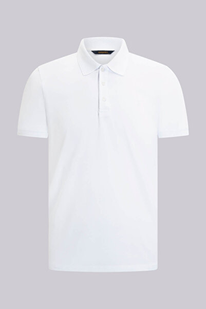 Hatemoğlu White Regular Fit Polo Neck Cotton T-Shirt