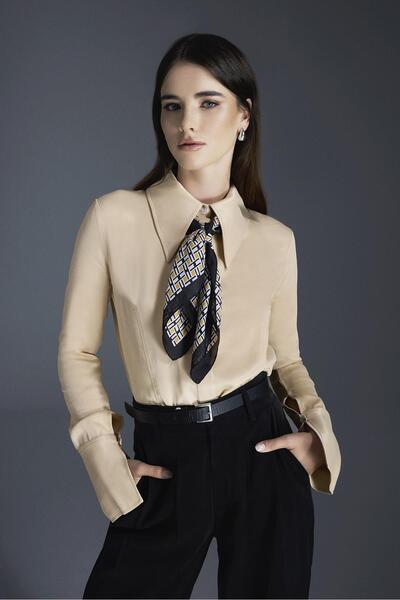 AURA BEA ŞIK SATEN GÖMLEK KREM