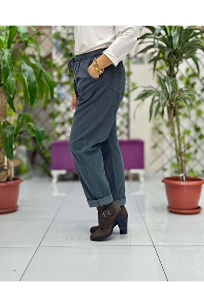 Punta Otantik Yg3005 Waist-Tied Italian Velvet Pants Smoked