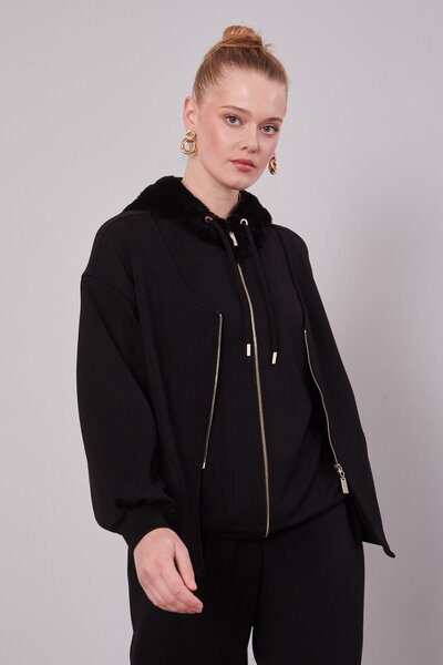 Levidor Black Plush Hat Double Suit