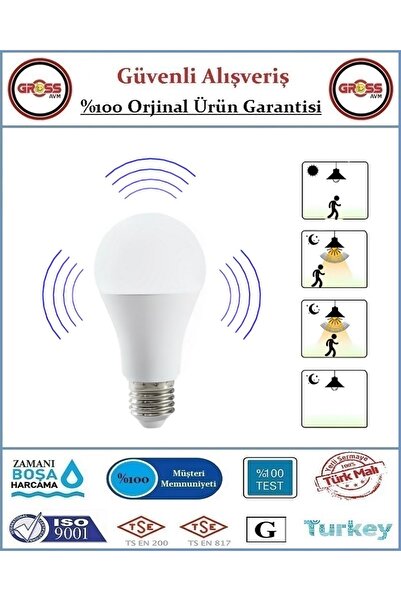 Cata Harekete Duyarlı Sensörlü Led Ampül 12 Watt - Beyaz
