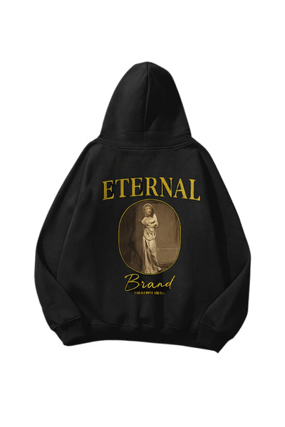 Gofeel Eternal cu imprimeu Black supradimensionat Hanorac unisex Swea tricou