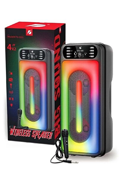 KTS مكبر صوت خارجي قابل لإعادة الشحن مقاس 42.6 سم لاسلكي مزود بتقنية البلوتوث مع ميكروفون مجاني