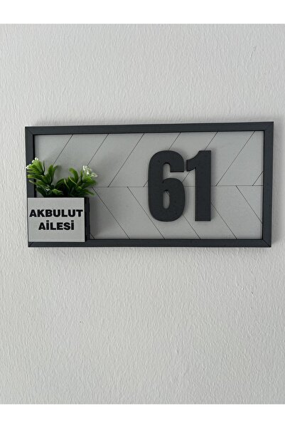 Amorfoz Kişiye Özel Aşhap Kapı Numarası 10x20 cm Gri Zemin Antrasit Çerçeve
