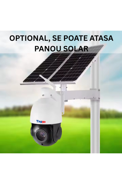Taggo Cameră de securitate WiFi de 5MP, zoom optic 18X, detectare mișcare, rezistentă la intemperii IP66