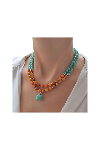 elinasaccessories Turuncu akik apetite kolye doğaltas kolye değerli tas kolye