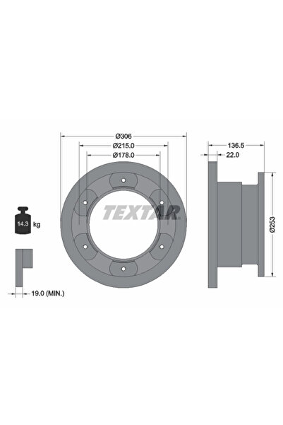 TEXTAR Disc Frana Iveco Daily 3 Caroserie/Daily 3 Platou / Sasiu