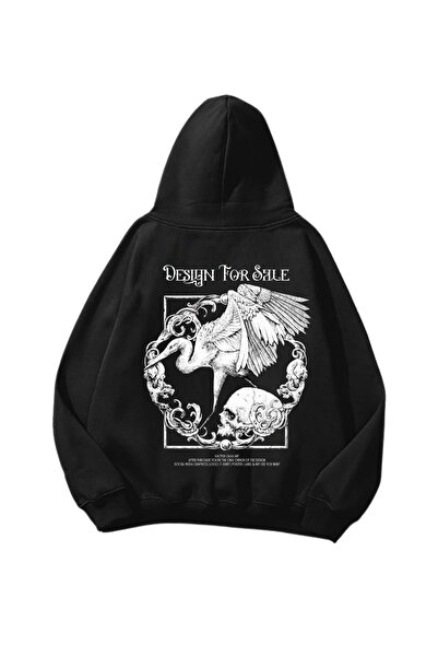 Gofeel Vanish Your Angle Štampano Crna Oversize kroj Unisex majica sa kapuljačom