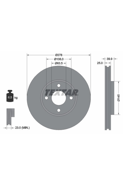 TEXTAR Set Discuri Frana Ford Ecosport Ford (Changan) Ecosport 2012-2022