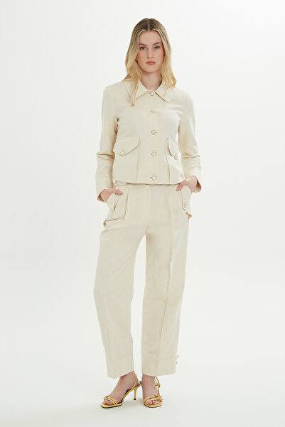 GİZİA Gömlek Yakalı Pensli Kemik Ceket