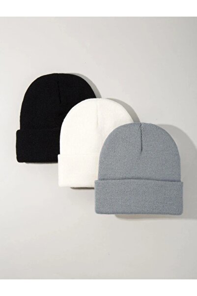 GC GÖKHAN CLUB طقم قبعات للجنسين مكون من 3 قطع باللون الأسود والأبيض والرمادي