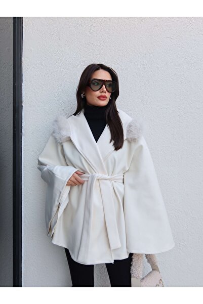 ESRAHELVACI Fur Hooded Poncho