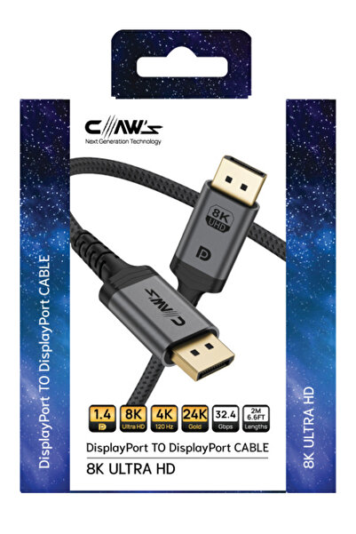 Claw's 8K UHD DisplayPort v1.4 32.4 Gbps / 24K Gold / 8K 60Hz-4K 120Hz-2K 240HZ-FHD 240Hz