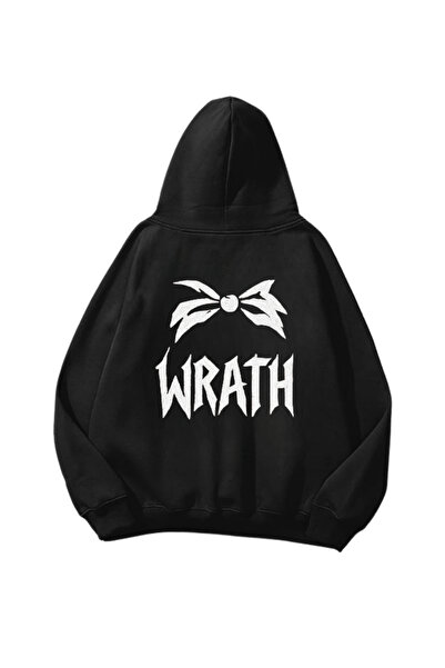 Gofeel Wrath Bow Štampano crna Oversize kroj unisex majica sa kapuljačom