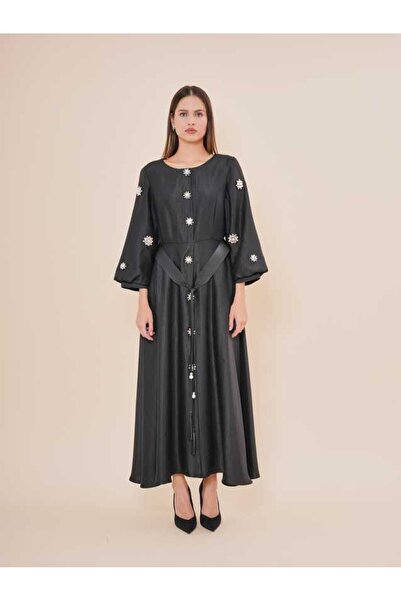 SERPİL Taş Detaylı Kemer Aksesuarlı Uzun Şık Kadın Elbise 51069