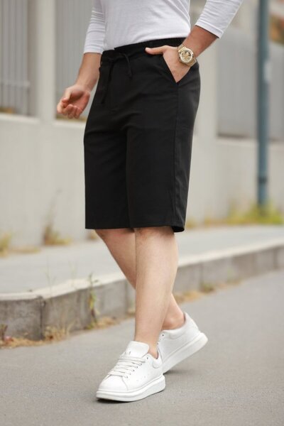 shopivastore Men's waist lace up and button down raglan fabric shorts