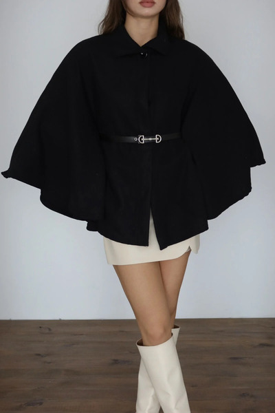 beeke Women's Casual Belted Cashmere Cape Poncho New Season Beeke-7914