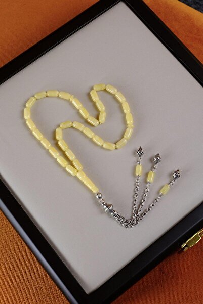 dergah tesbih Capsule Model 3-Piece Silver Tassel Design Drop Amber Prayer Beads (Amber), (Drop Amber Prayer Beads)