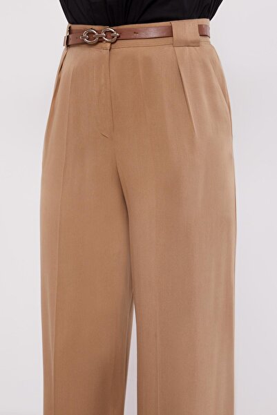 Levidor Camel Kemerli Palazzo Pantolon