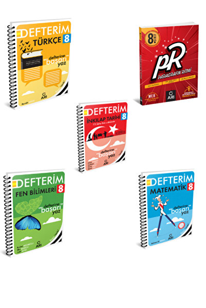 Arı Yayıncılık 8 Sınıf ATÖLYEM Fen +Matematik+Sosyal+Türkçe DEFTERİ+Paragrafı...