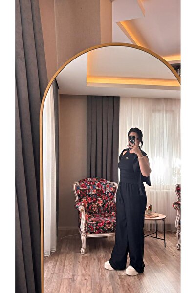 fatma keskin linna butik Black Knitted Slim Belt Pants