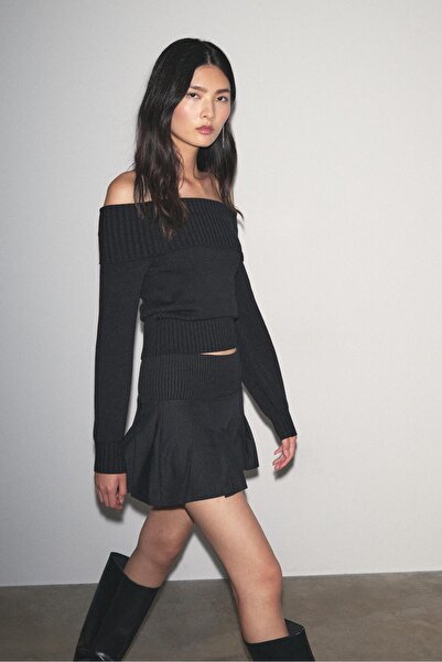 Stradivarius Pilili mini şort etek