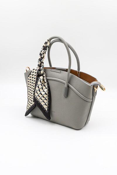 KRISTE BELL Imported Women's Scarf Detailed Hand and Cross Bag Kb592 - Gray